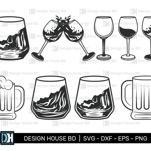 Short Glass Toast SVG Cut File | Glass Svg | Cheers Svg | Beer Glass | Glass Silhouette | Shot Glass Outline | Dxf | Eps | Png | Cut File