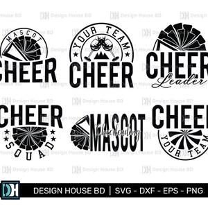 Cheer svg Bundle, Cheerleading, Cheer Team Bundle, Cheerleader, Silhouette, Digital File, Png, Eps, Dxf
