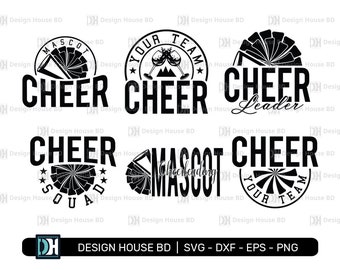 Cheer svg Bundle, Cheerleading, Cheer Team Bundle, Cheerleader, Silhouette, Digital File, Png, Eps, Dxf