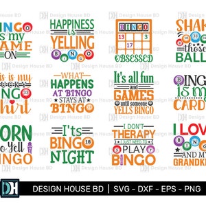 12 quotes Bingo bundle, Bingo SVG, Bingo Games Svg, Crazy bingo, Bingo Typography, Bingo Cutting File svg, Png, Eps, Dxf