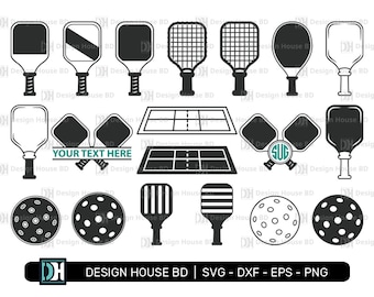 Pickleball Bundle SVG Cut File, Pickleball Paddles Monogram, Pickleball With Beat Svg, Pickleball Cricut Files, Eps, Dxf, Png