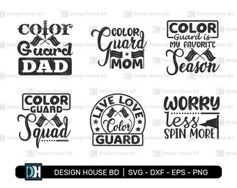 "Guard Mom" Colorguard Vinyl Decal - 6 Inch Matte White School Spirit Sticker