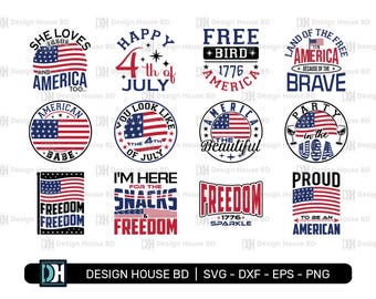 12 Quote Design, Retro America Svg Bundle, 4th of July, Independence Day Png, Patriotic, Svg Cutting files for all crafting work, png, eps..