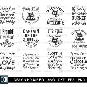 Sassy Bundle Svg, Sarcastic Cut File, Funny Svg Bundle, Silhouette, Sassy Quote Svg, Cricut, Digital File, Svg, Png, Eps, Dxf