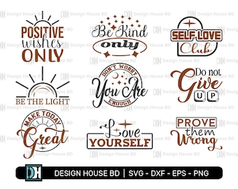 Paquete de citas inspiradoras SVG, paquete de citas motivacionales SVG, SVG inspirador, SVG motivacional, EPS, PNG, DXF, archivo de corte Cricut