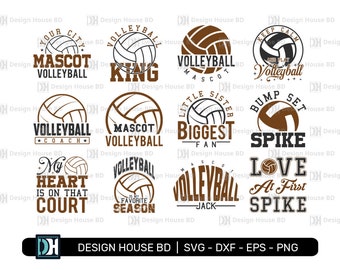 Volleyball Svg Bundle, Volleyball Cut File, Volleyball Team, Silhouette, Clip Art, Volleyball Cricut Files, Digital File, Svg, Eps, Png, Dxf