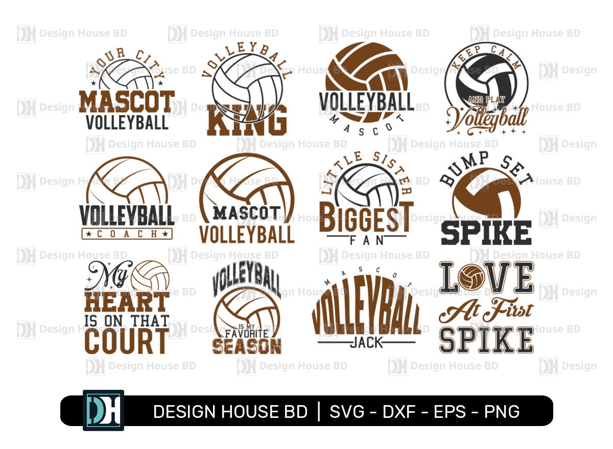 Volleyball Svg Bundle, Volleyball Cut File, Volleyball Team, Silhouette, Clip Art, Volleyball Cricut Files, Digital File, Svg, Eps, Png, Dxf