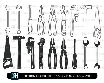 Pacote de ferramentas mecânicas Svg | Silhueta de ferramentas | Contorno de ferramentas | hardware svg | Cricut Clipart | Ferramentas Clipart | EPS | DXF | Arquivo de corte PNG