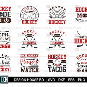 12 Quotes Hockey Bundle, Hockey SVG, Hockey Team svg, Hockey Mom, Hockey Grandma, Hockey grandpa, Hockey Cut File, Png, Eps, Dxf