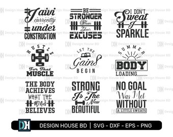 Pacote de Svg de treino | Svg de exercício | Svg de treino | Svg de fitness | Svg de camisa de treino | Arquivos de corte para artesãos | Eps | Dxf | Png