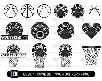 Basketball Silhouette | Basketball Monogram Svg | Basketball Net Svg | Basketball Heart Svg | Cricut Files | Cut Files | Eps | Png | Dxf
