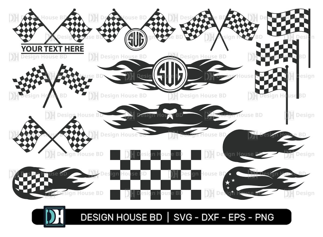 Racing Flag SVG, Bundle SVG, Finish Flags SVG, Topper, Monogram