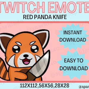 Kawaii Red Panda Knife Emote/ Twitch Emote/ Red Panda/ Streamer -Twitch