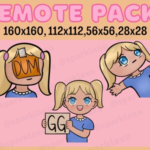 BLONDE CHIBI GIRL emote/ instant download/twitch and discord/ streamers/ blonde hair/blue eyes/ free shipping