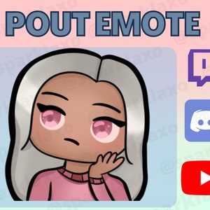 POUT EMOTE - twitch/ youtube / discord / silver hair / chibi girl pouting / pink sweater / use for streaming / twitch emoji / streamers