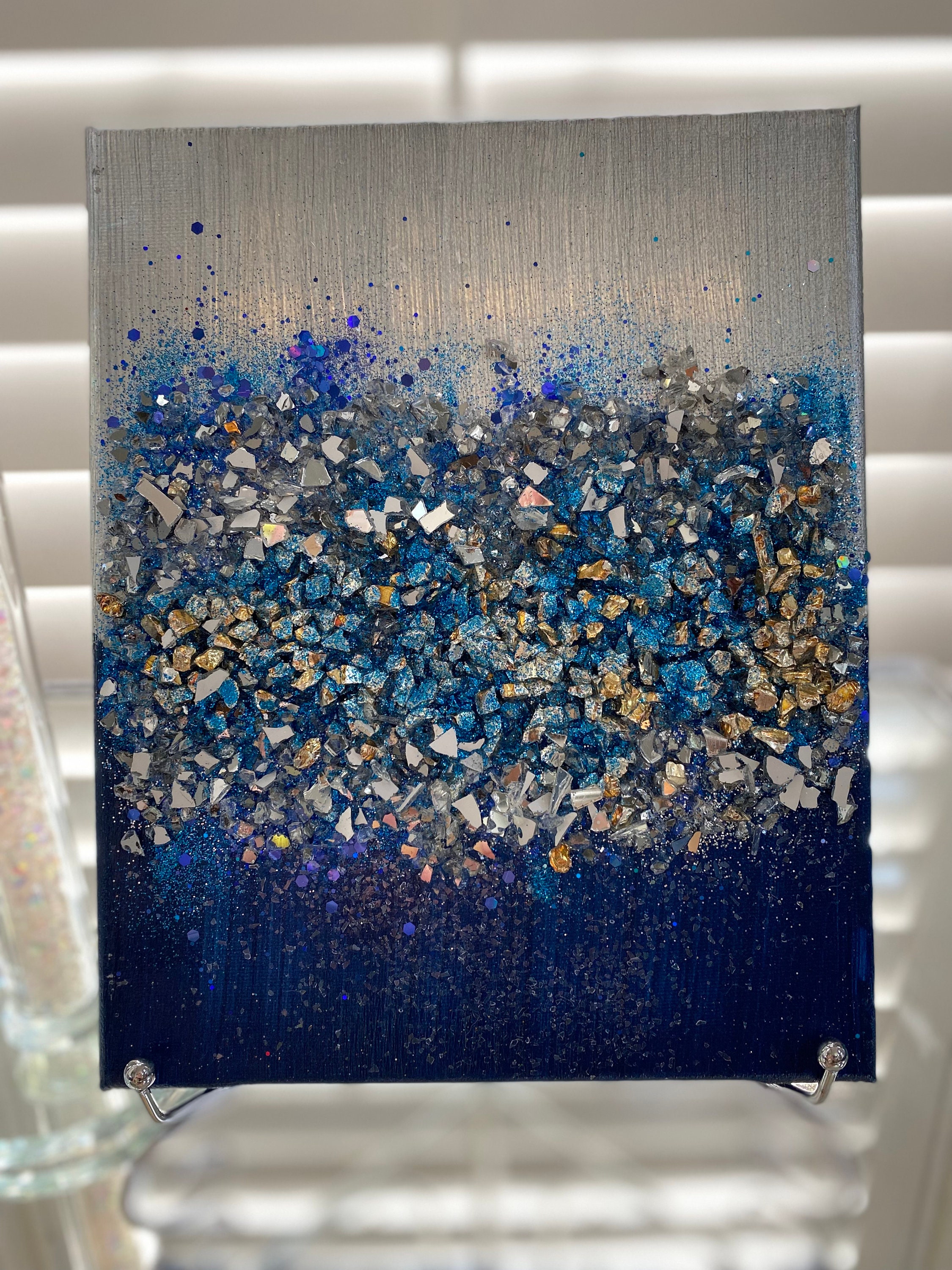 Blue and Grey Bling Canvas Etsy