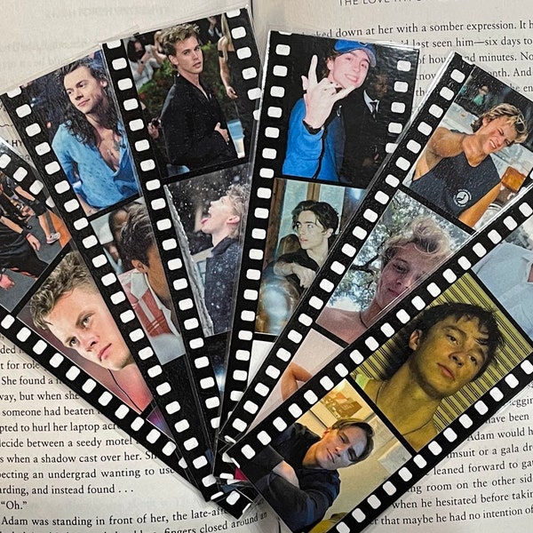 Celebrity Film Strip Bookmarks - Harry Styles - Timothee Chalamet - Austin Butler - Joe Burrow - Rudy Pankow - Drew Starkey - Laminated