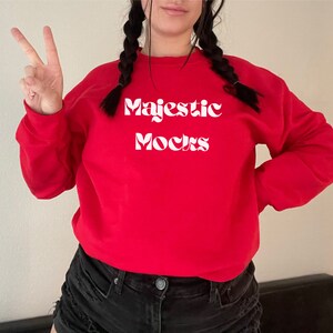 Gildan 18000 RED Sweatshirt Mockup - Gildan Mock - Cute Mockup for POD - Sand Sweatshirt Mockup - Gildan Crewneck Mockup