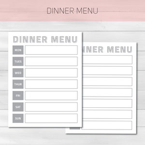 Black and white Dinner Menu