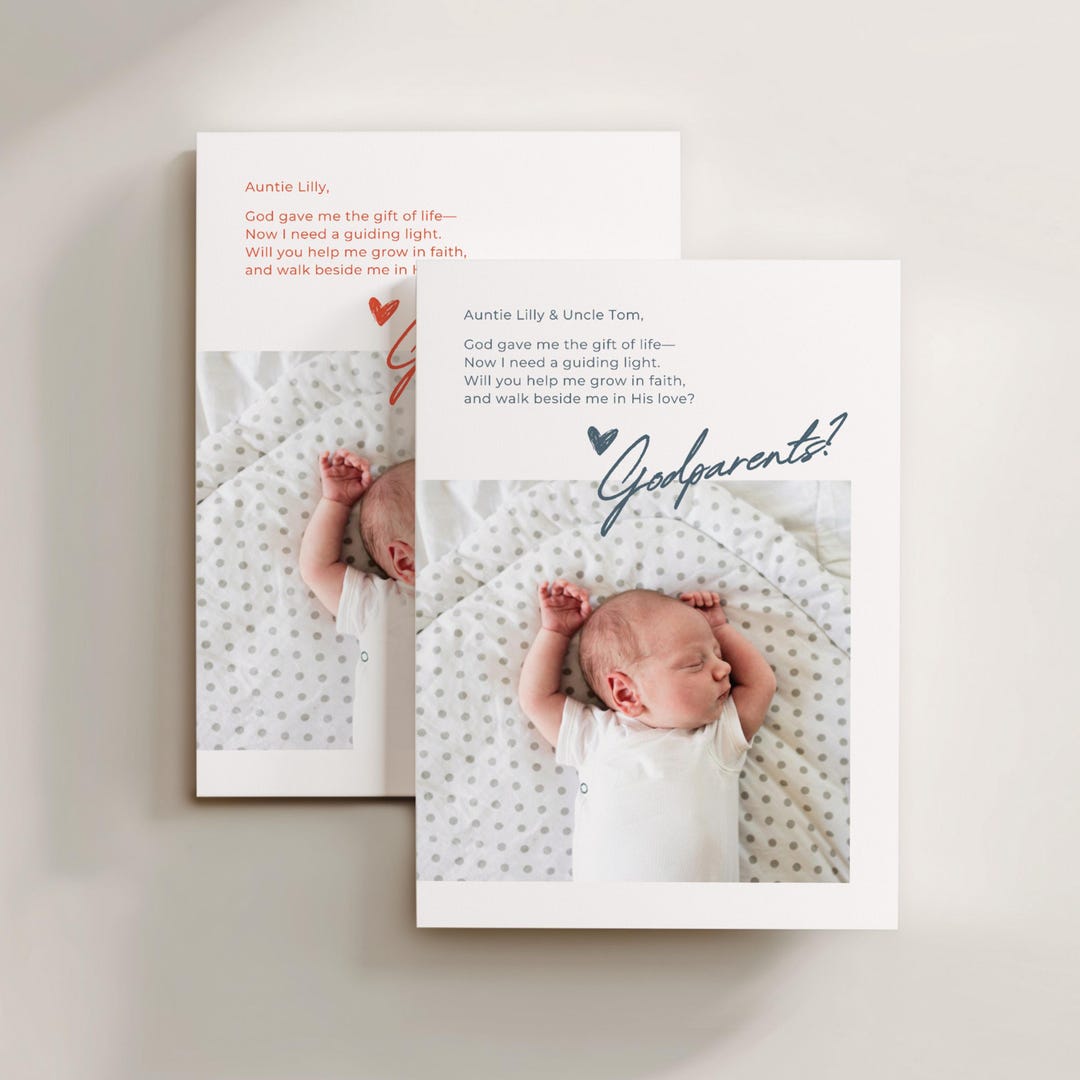 Godparent Proposal Card Template Modern Baptism Design (canva Template