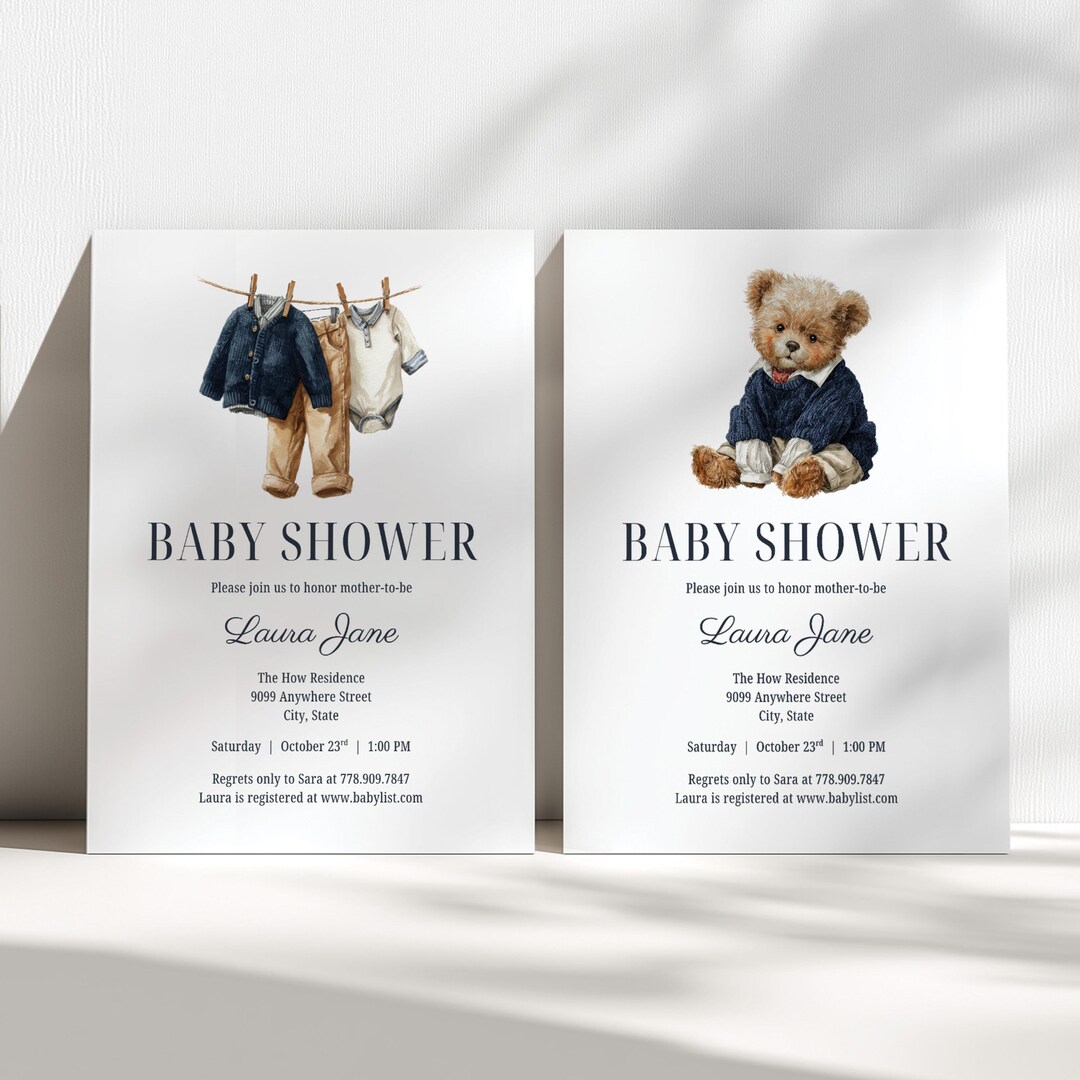 Polo Luxury Baby Shower Invitation Template: Teddy Bear Ralph Lauren ...