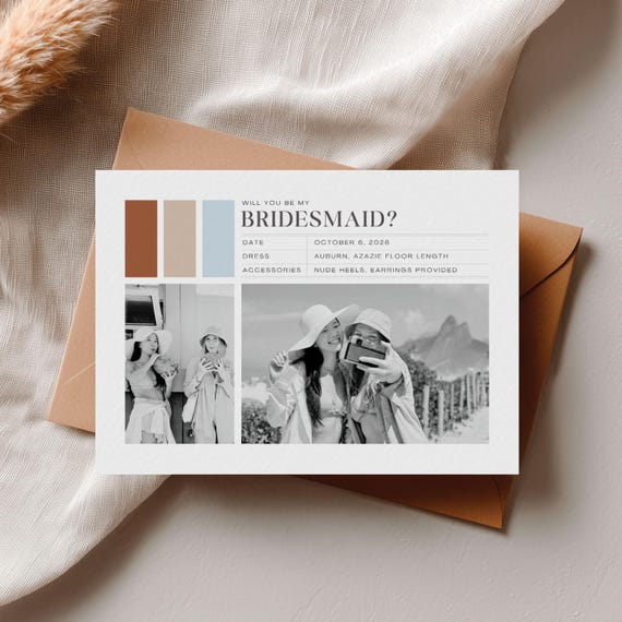 Bridesmaid Proposal Card: Bridal Party Info Card, Editable Canva Template  (digital Download) - Etsy