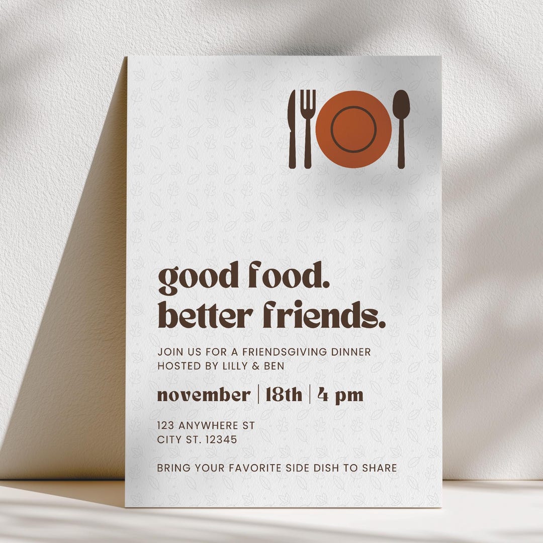 Friendsgiving Invitation Template: Modern Thanksgiving Dinner Evite ...