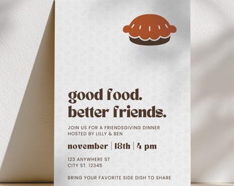 Friendsgiving Einladungsvorlage: Modernes Thanksgiving-Dinner Evite (Digitaler Download)