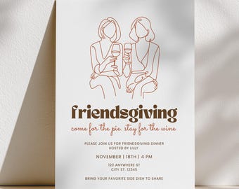 Hand-Drawn Friendsgiving Invitation Template: Editable Fall Dinner Party Evite (Digital Download)
