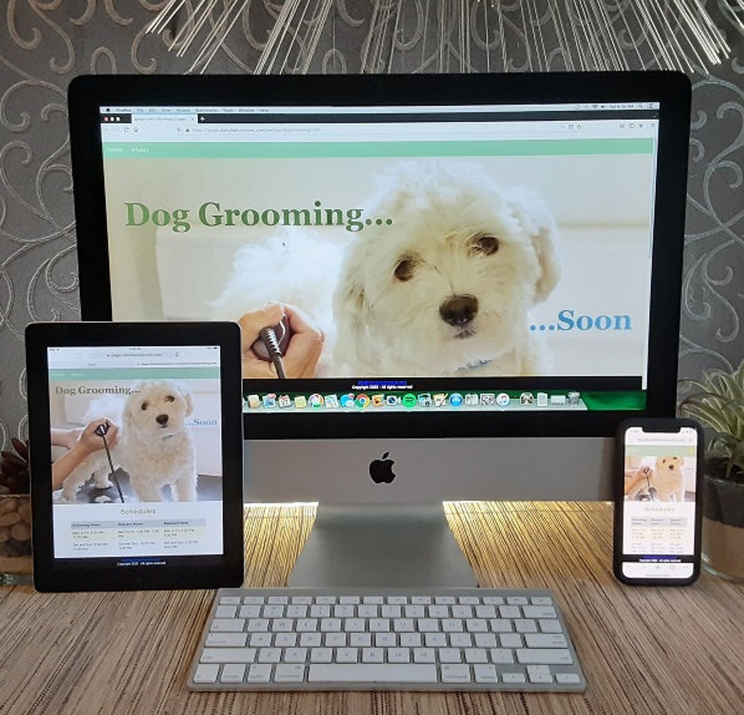 One Page site for Dog Grooming Company Coming Soon Nicely Etsy