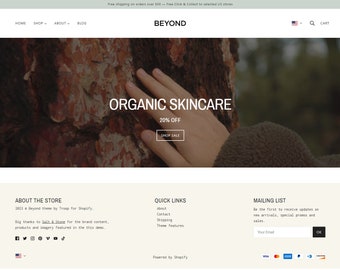 Complete Skin Care Shopify Website with a Shopping Cart, Mobile Optimized and Friendly Website