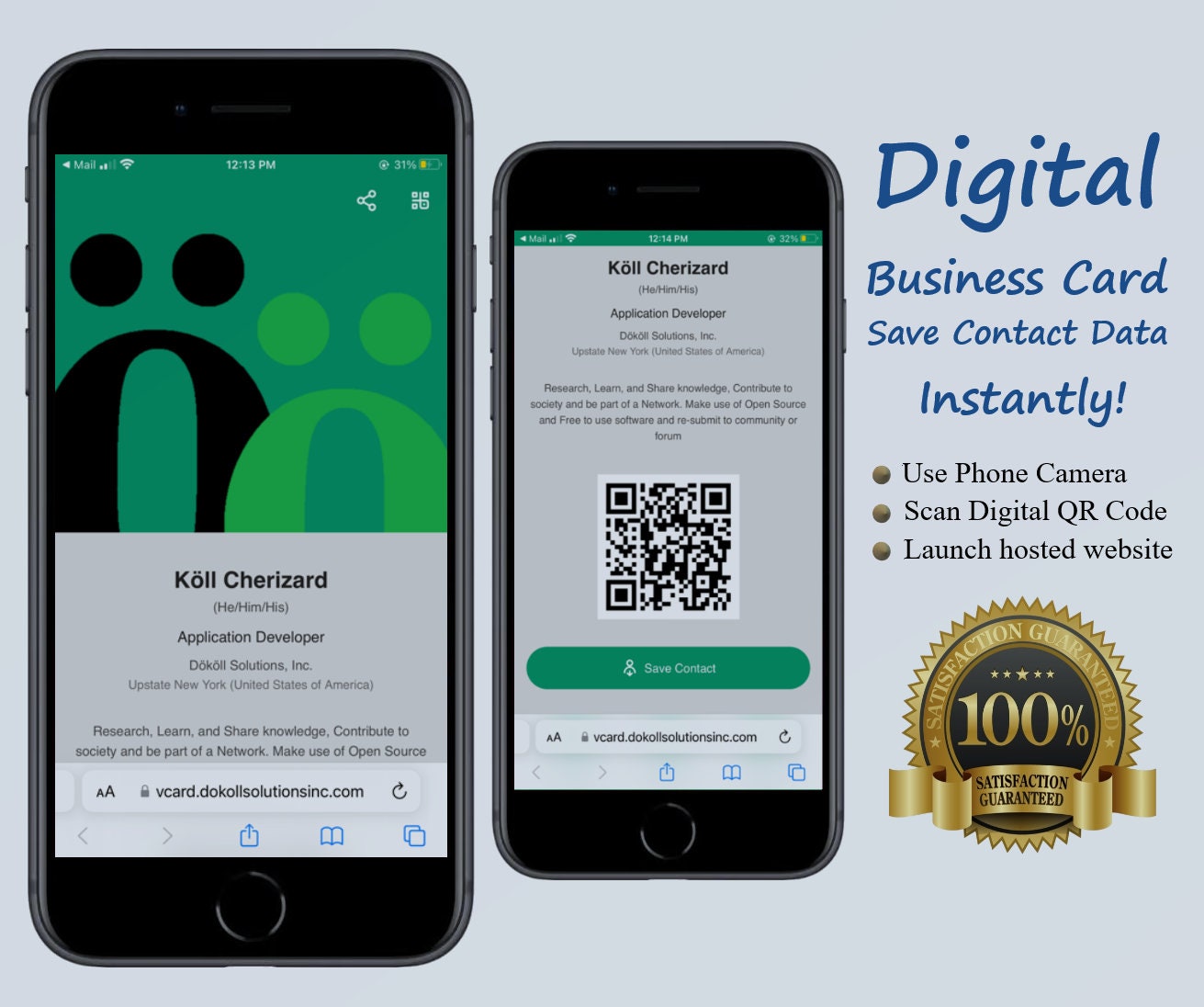 Custom Easy to Use Digital Business Card With QR Code, Quick Way for