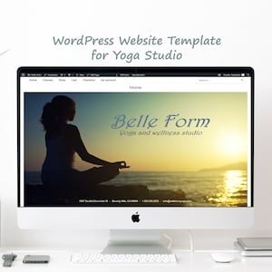 ヨガスタジオ向けのパーソナライズされた WordPress ウェブサイト、ロゴとバナー付き、ショッピング カート付きのモバイル対応サイト、ユーザーフレンドリーなテンプレート