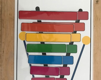 Xylophone colour matching worksheets, busy book sheet, learning colours, fine motor skills