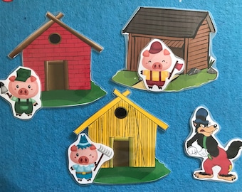 3 Little Pigs - Nursery songs for felt board time, story time templates, song templates