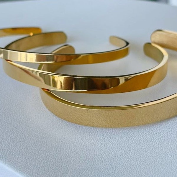 18K Gold Filled Bangle Bracelet, Custom Open Cuff Bracelet, Personalized Gift, Engraved Name Bracelet, Waterproof Unisex Friendship Bracelet