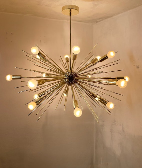 Sputnik Star Brass Cassandra Modern 18 Bulb Mid Century Industrial