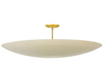 Mid Century Ceiling Brass Flush Mount Fixture Pendant 6 Light , Matte White ,  Sputnik Chandelier Light Fixture Handmade Premium Quality