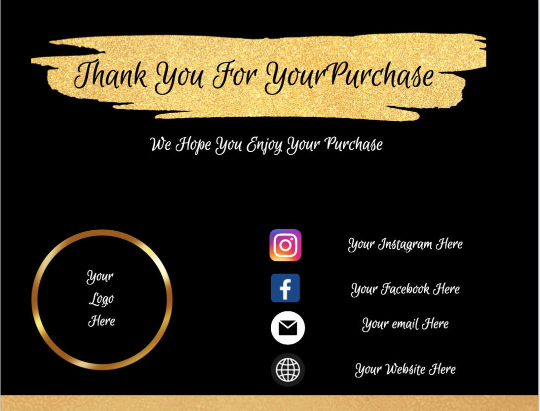 Printable Thank You for Your Purchase Template | Customizable Order ...