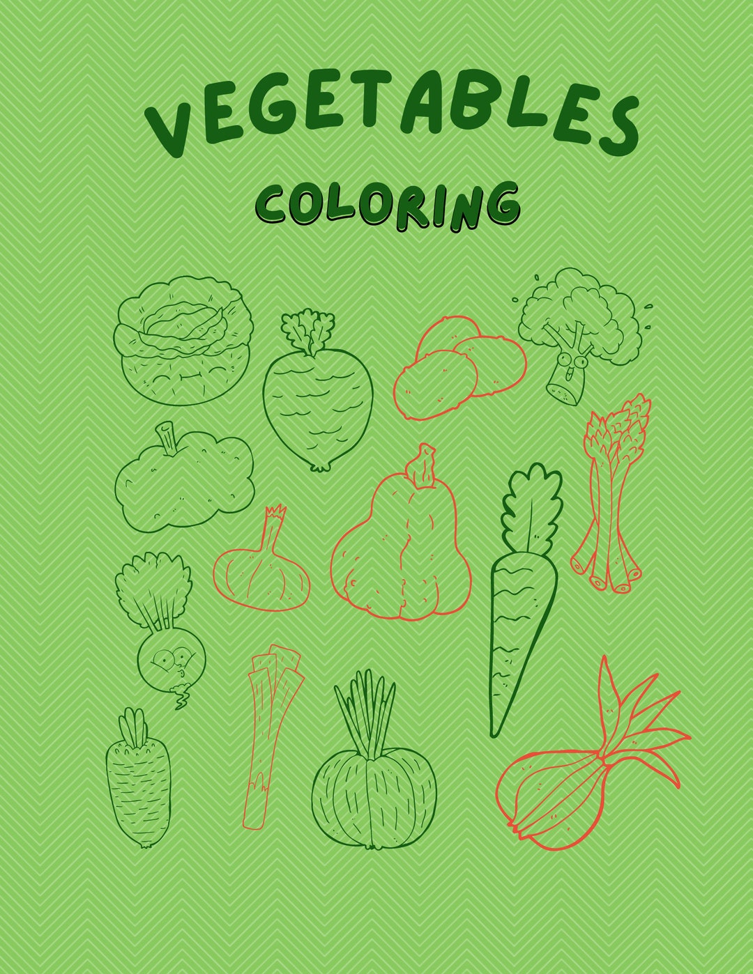 Vegetable Coloring Book, Printable Vegetables Coloring Pages, Farm to