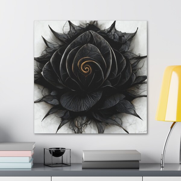 Black Rose Wall Art Etsy