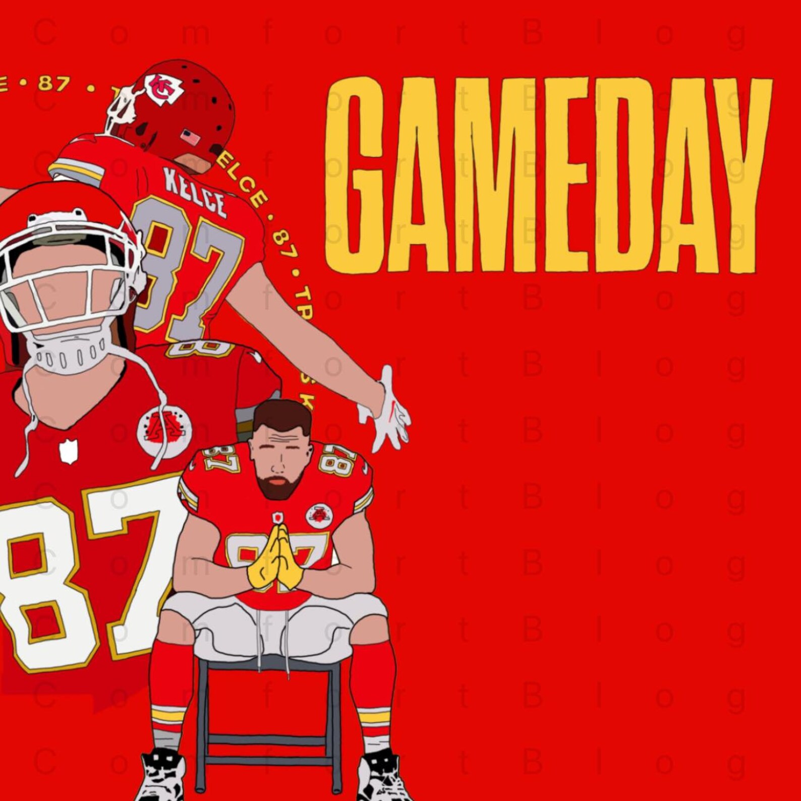 Travis Kelce Gameday Plain Background JPG JPEG PNG - Etsy 