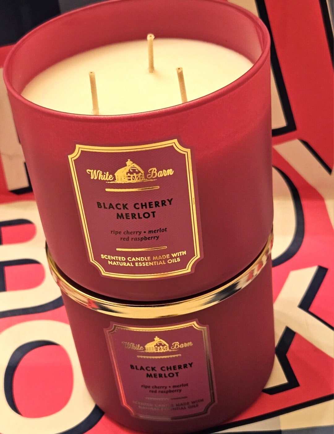Bath and Body Works White Barn Black Cherry Merlot 3wick Etsy