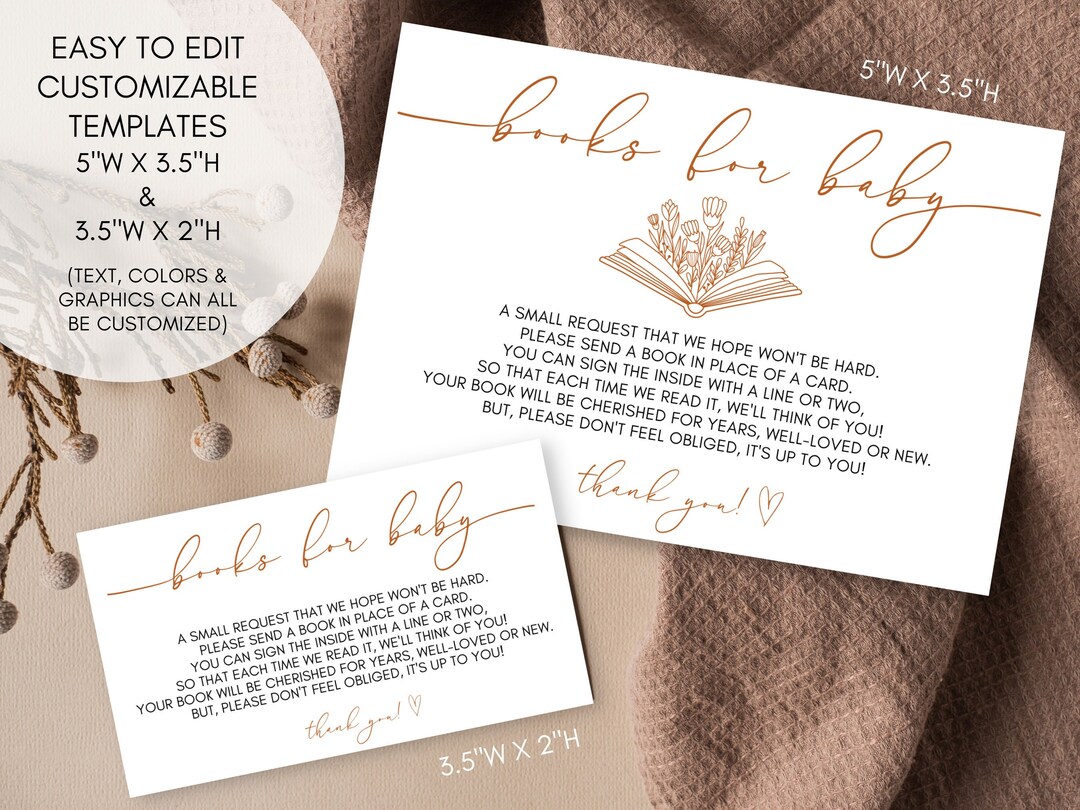 Baby Shower Books for Baby Request Card | Instant Download Digital ...