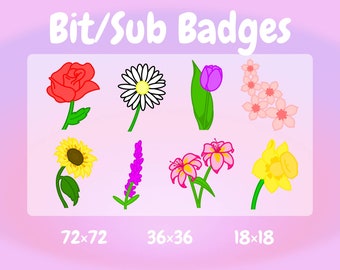 Flower Badges | Twitch Flower Bit/Sub Badges | Ready to use