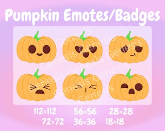 Cute Kawaii Pumpkin Emotes and Badges | Twitch or Discord Emotes | Ready to use