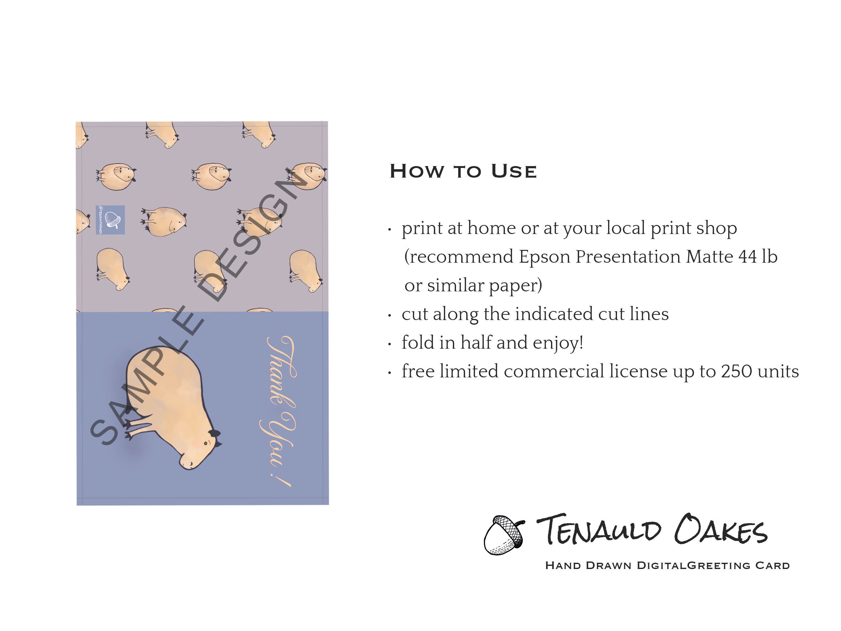 Thank You Card Printable | Capybara Card | Teacher Card | Instant