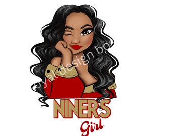 Niners Girl, Football Girl, PNG, Sublimatie, Niners PNG, Digitaal bestand, Planners, Mokken