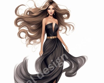 Mode meisje clipart, mode clipart, baas dame clipart, mode illustratie, meisje clipart, mode meisje PNG