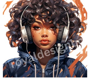 Muziek meisje clipart, trendy illustratie, meisje clipart, meisje PNG